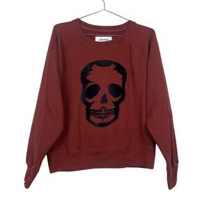 Zadig & Voltaire Upper Skull Felt Crewneck Sweatshirt Rust Size Large Grunge Emo